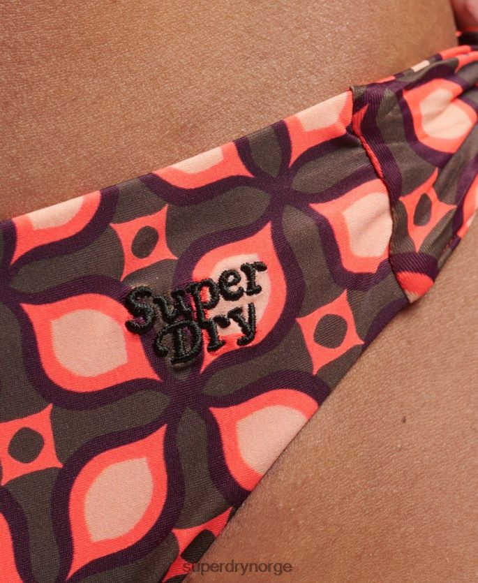 Superdry rød klær 86P46D3199 resirkulert bikini-truse med blandingstrykk kvinner