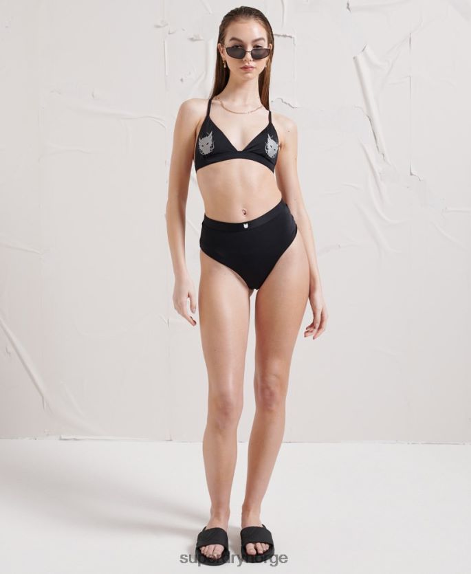 Superdry svart klær 86P46D3232 dragon tri bikini topp kvinner