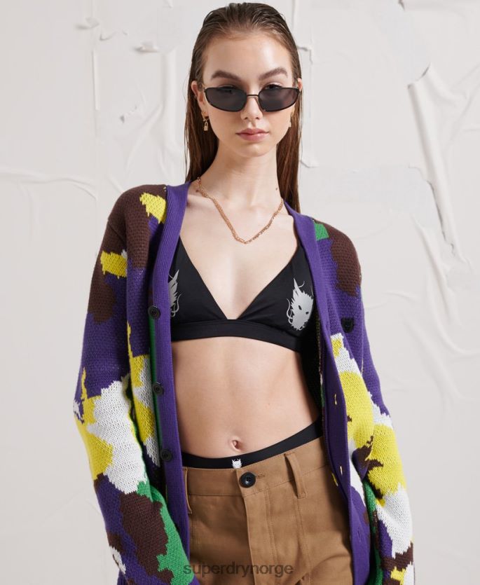 Superdry svart klær 86P46D3232 dragon tri bikini topp kvinner