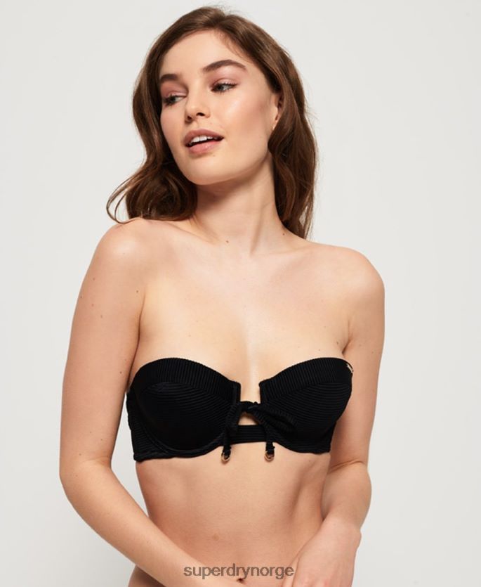 Superdry svart klær 86P46D3251 alice teksturert bikini-topp kvinner