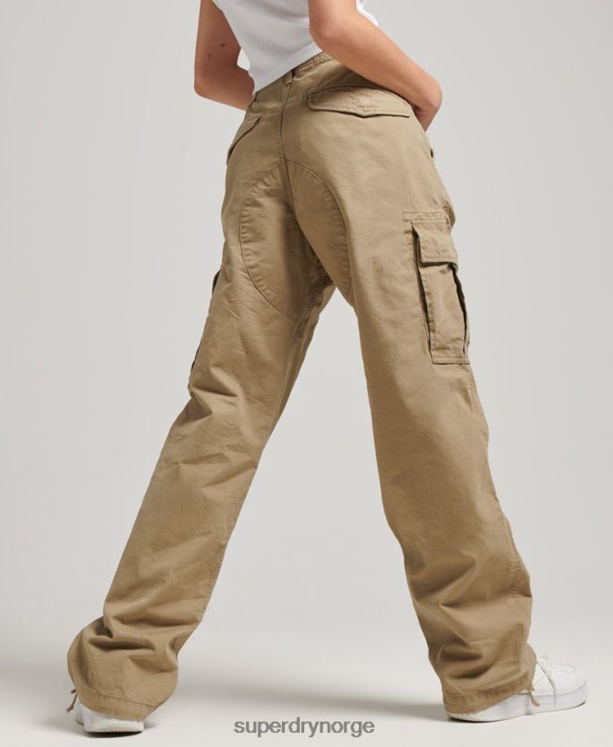 Superdry beige klær 86P46D2571 baggy bukser i økologisk bomull kvinner