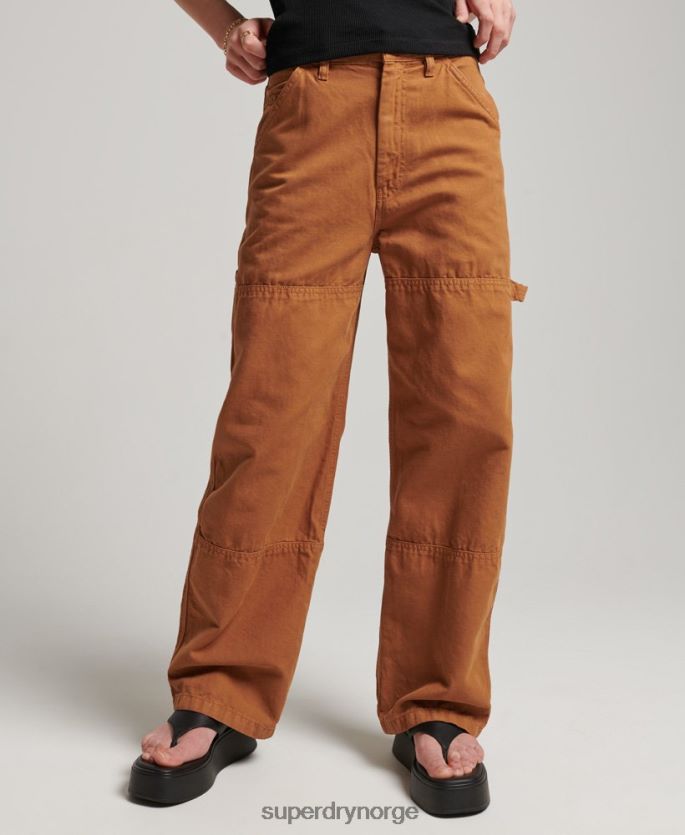 Superdry brun klær 86P46D2561 vintage vide snekkerbukser i økologisk bomull kvinner