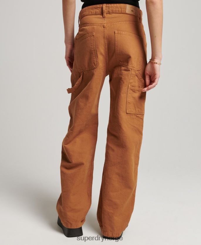 Superdry brun klær 86P46D2561 vintage vide snekkerbukser i økologisk bomull kvinner