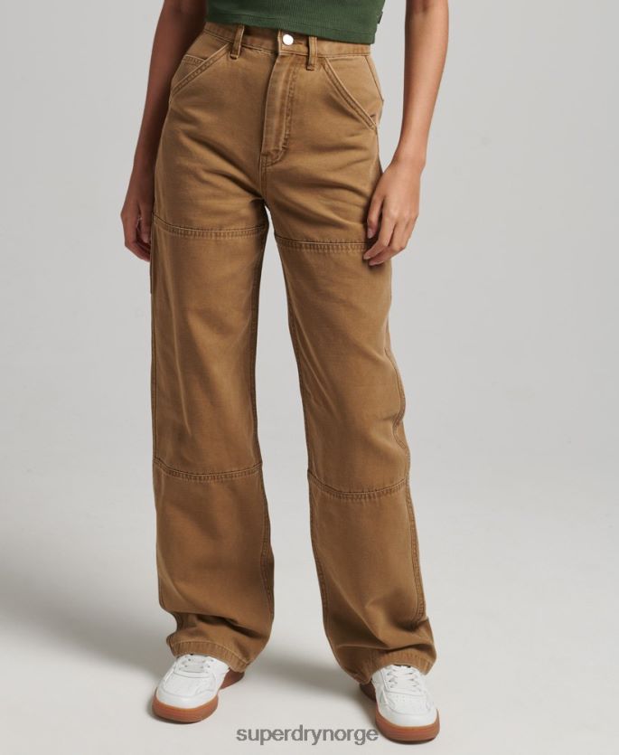 Superdry brun klær 86P46D2578 snekkerbukser med brede ben kvinner