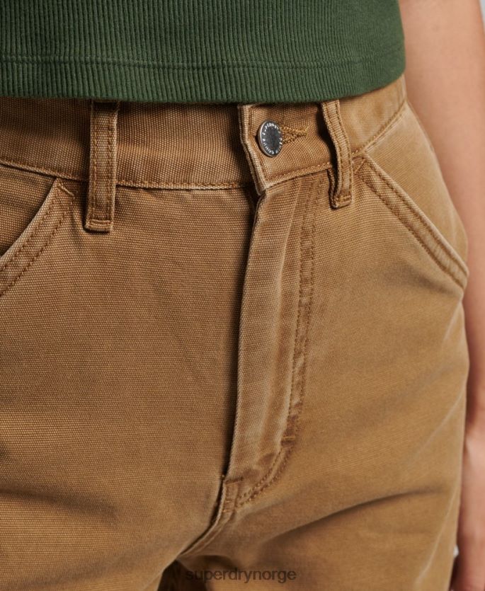 Superdry brun klær 86P46D2578 snekkerbukser med brede ben kvinner
