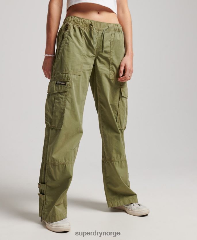 Superdry grønn klær 86P46D2015 lavvekst cargobukser med brede ben kvinner