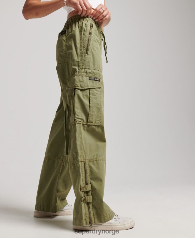 Superdry grønn klær 86P46D2015 lavvekst cargobukser med brede ben kvinner