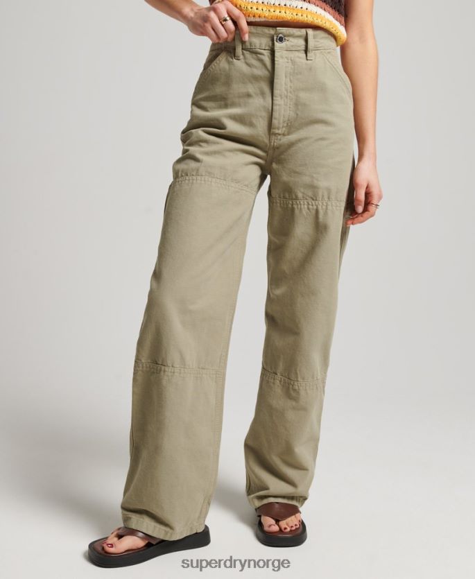 Superdry grønn klær 86P46D2556 vintage vide snekkerbukser i økologisk bomull kvinner