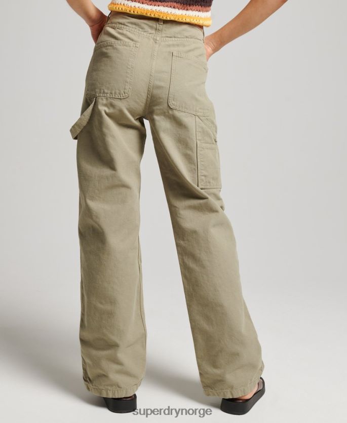 Superdry grønn klær 86P46D2556 vintage vide snekkerbukser i økologisk bomull kvinner