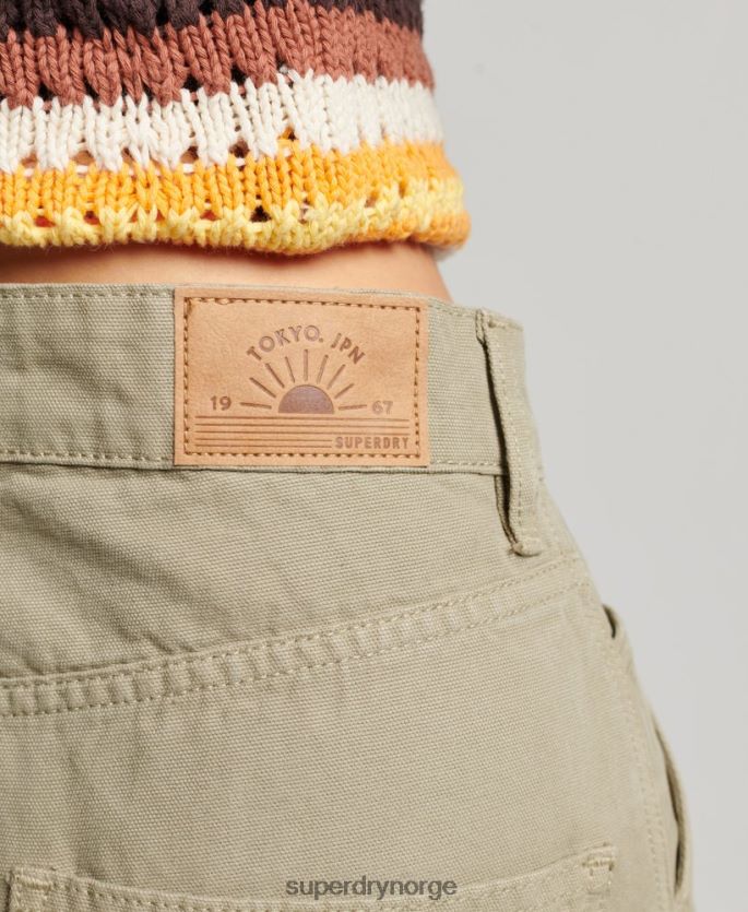 Superdry grønn klær 86P46D2556 vintage vide snekkerbukser i økologisk bomull kvinner