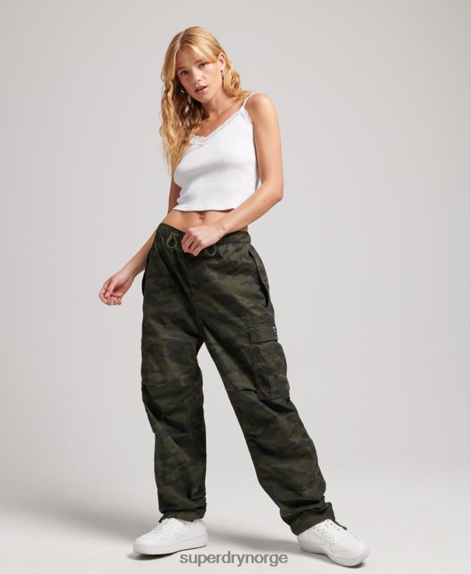 Superdry grønn klær 86P46D2602 fallskjermbukse i økologisk bomull kvinner