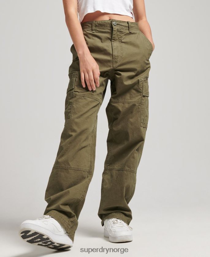 Superdry kaki klær 86P46D2562 baggy bukser i økologisk bomull kvinner