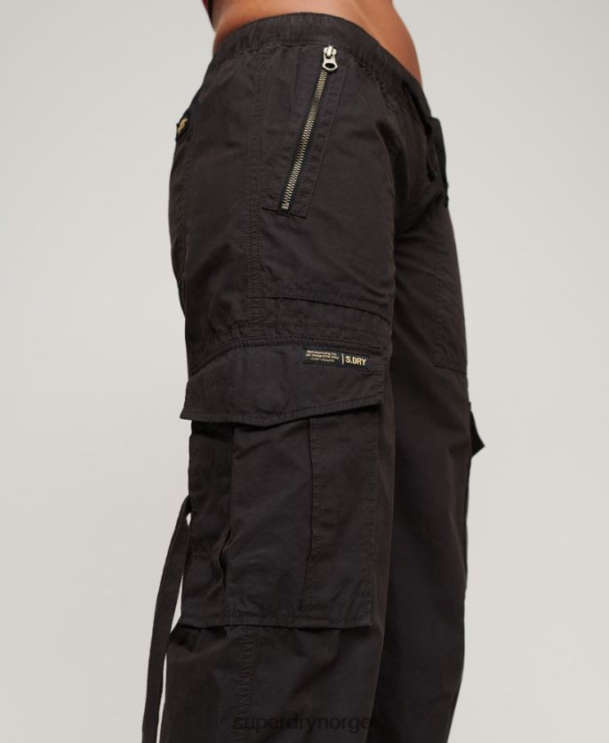 Superdry mørk grå klær 86P46D1963 lavvekst cargobukser med brede ben kvinner