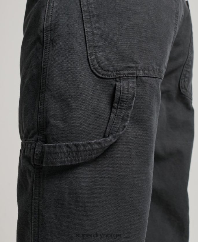 Superdry mørk grå klær 86P46D2557 vintage vide snekkerbukser i økologisk bomull kvinner