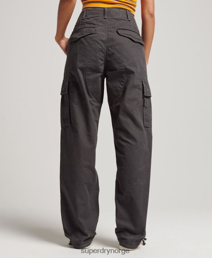 Superdry mørk grå klær 86P46D2589 baggy bukser i økologisk bomull kvinner