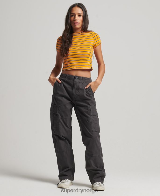Superdry mørk grå klær 86P46D2589 baggy bukser i økologisk bomull kvinner