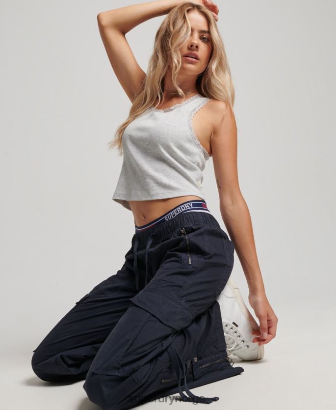 Superdry marinen klær 86P46D2103 lavvekst cargobukser med brede ben kvinner