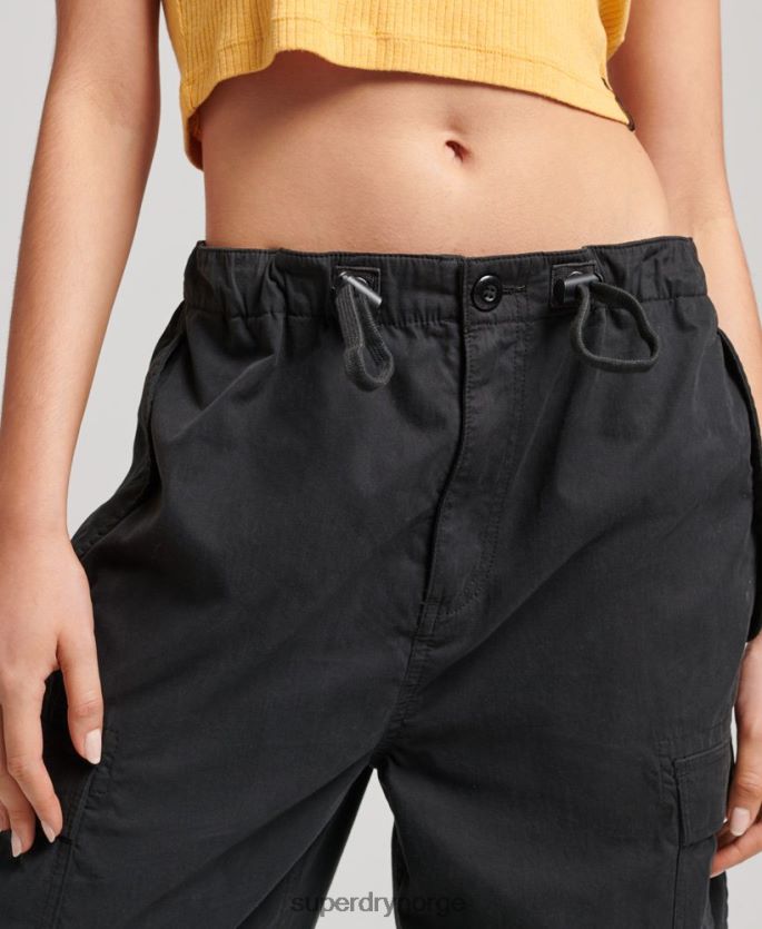 Superdry svart klær 86P46D2608 fallskjermbukse i økologisk bomull kvinner