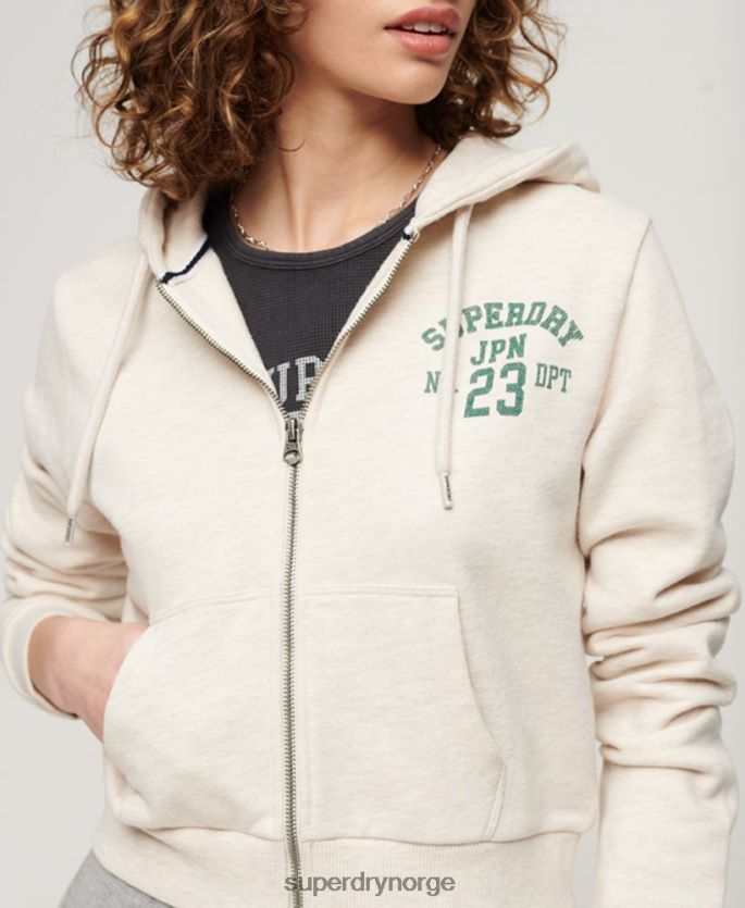Superdry beige klær 86P46D2027 atletisk essensiell hettegenser med glidelås kvinner