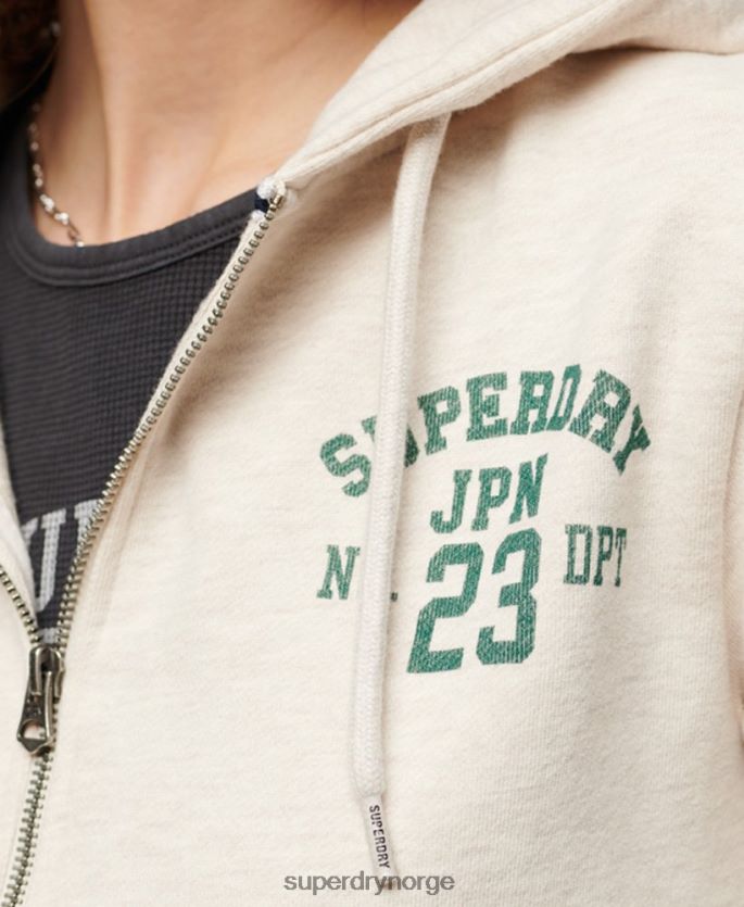 Superdry beige klær 86P46D2027 atletisk essensiell hettegenser med glidelås kvinner