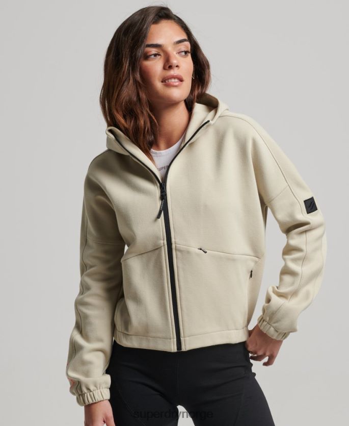 Superdry beige klær 86P46D3267 kode tech hettegenser med glidelås kvinner