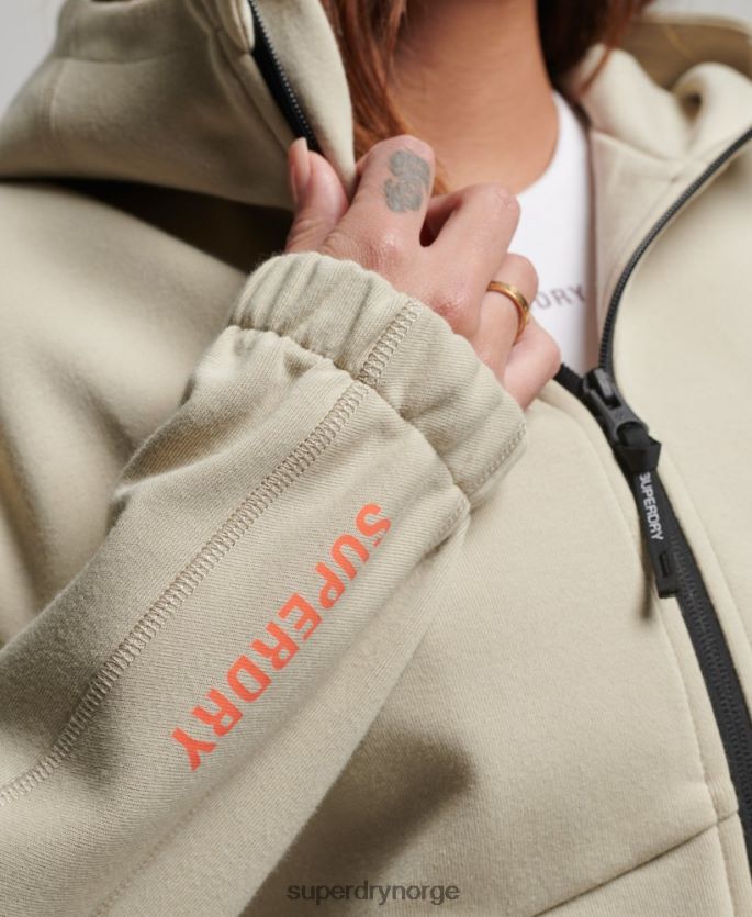 Superdry beige klær 86P46D3267 kode tech hettegenser med glidelås kvinner