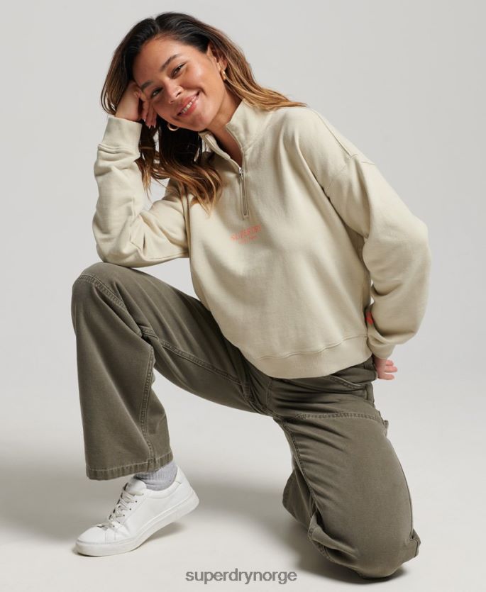 Superdry beige klær 86P46D3327 core sport topp med halv glidelås kvinner