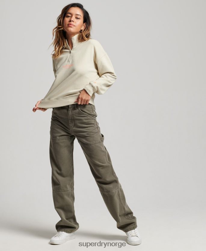 Superdry beige klær 86P46D3327 core sport topp med halv glidelås kvinner