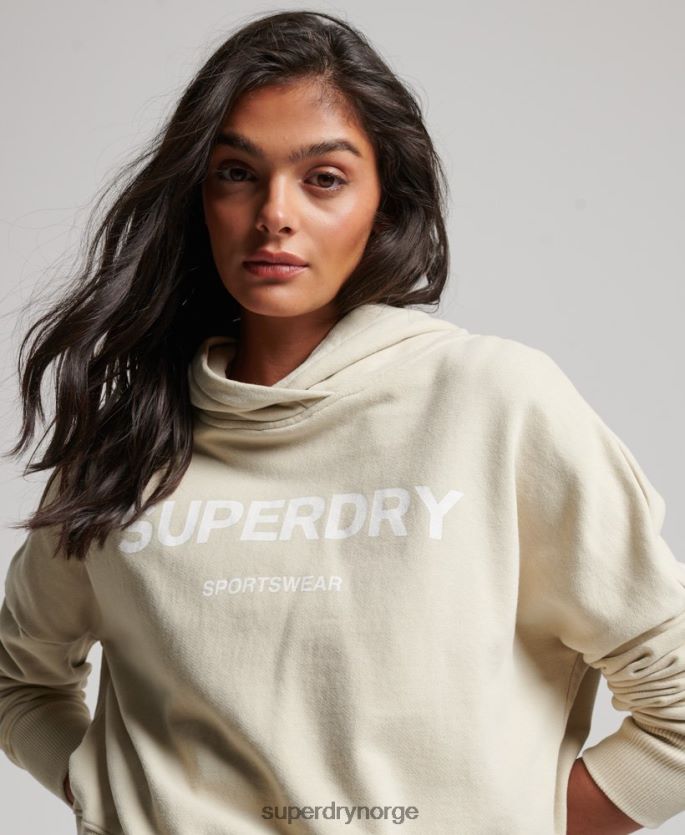 Superdry beige klær 86P46D3360 core sport crop box hettegenser kvinner