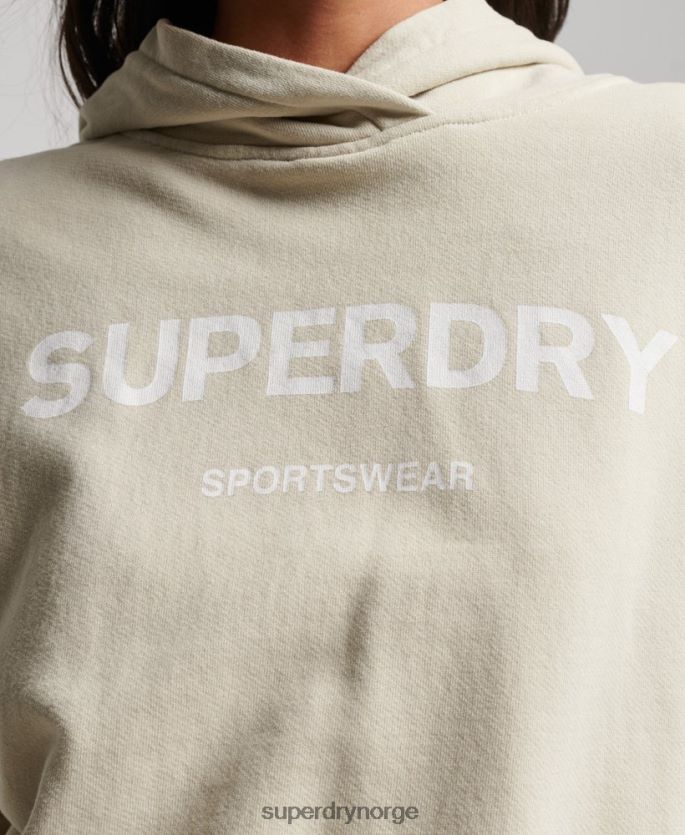 Superdry beige klær 86P46D3360 core sport crop box hettegenser kvinner