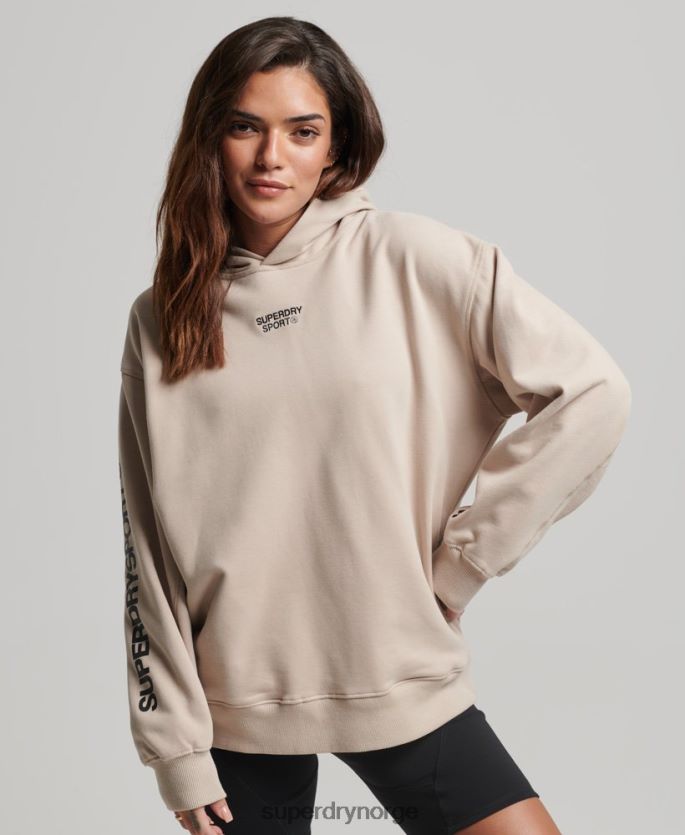 Superdry beige klær 86P46D3381 core oversized hettegenser kvinner