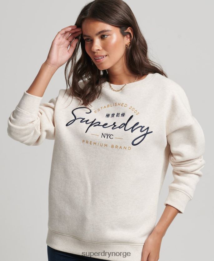 Superdry beige klær 86P46D3499 etablert crew sweatshirt kvinner