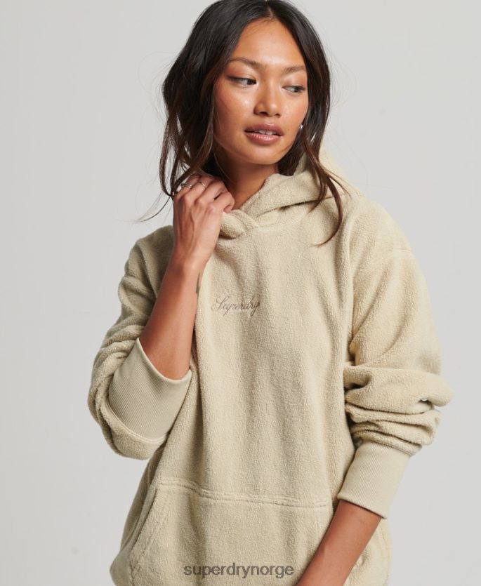 Superdry beige klær 86P46D5872 oversized hettegenser i grafisk fleece kvinner