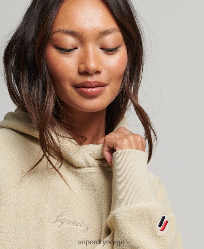 Superdry beige klær 86P46D5872 oversized hettegenser i grafisk fleece kvinner