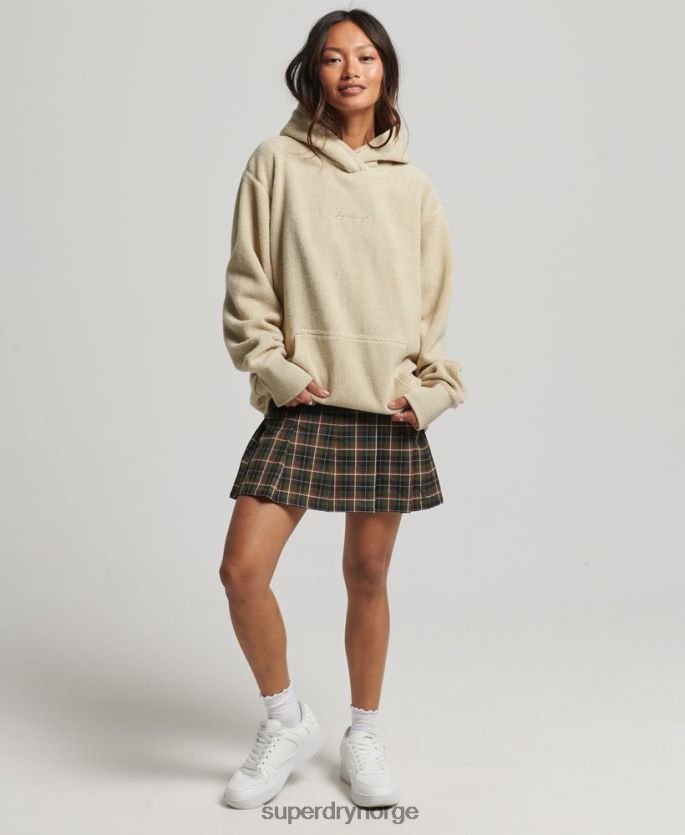 Superdry beige klær 86P46D5872 oversized hettegenser i grafisk fleece kvinner