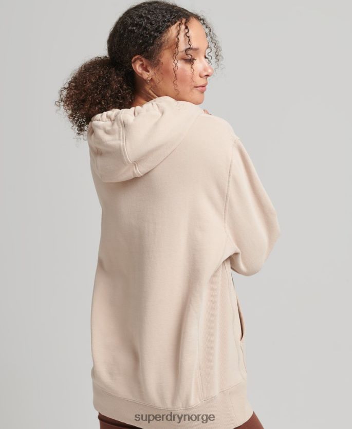 Superdry beige klær 86P46D5889 kode lineær løs hettegenser kvinner