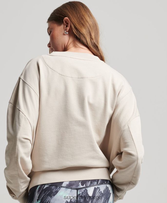 Superdry beige klær 86P46D5924 genser med fleksible batwing crew i økologisk bomull kvinner