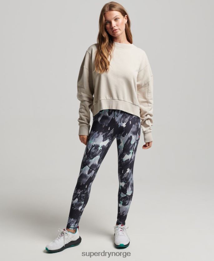 Superdry beige klær 86P46D5924 genser med fleksible batwing crew i økologisk bomull kvinner