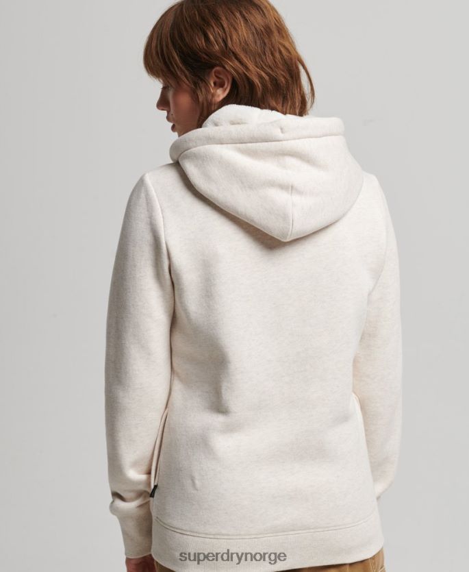 Superdry beige klær 86P46D6022 luksuriøs hettegenser med brodert logo med glidelås kvinner