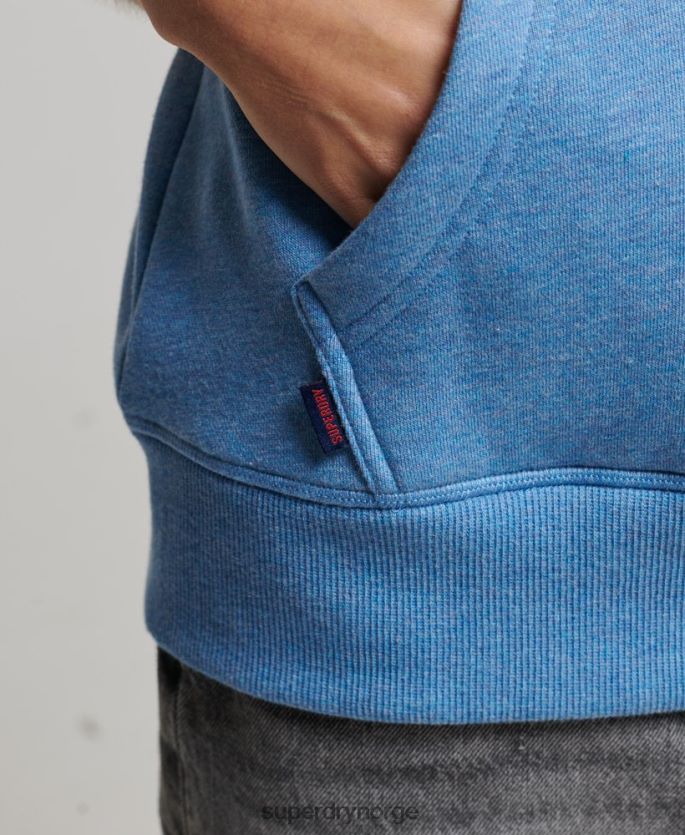 Superdry blå klær 86P46D2194 vintage logo brodert hettegenser kvinner