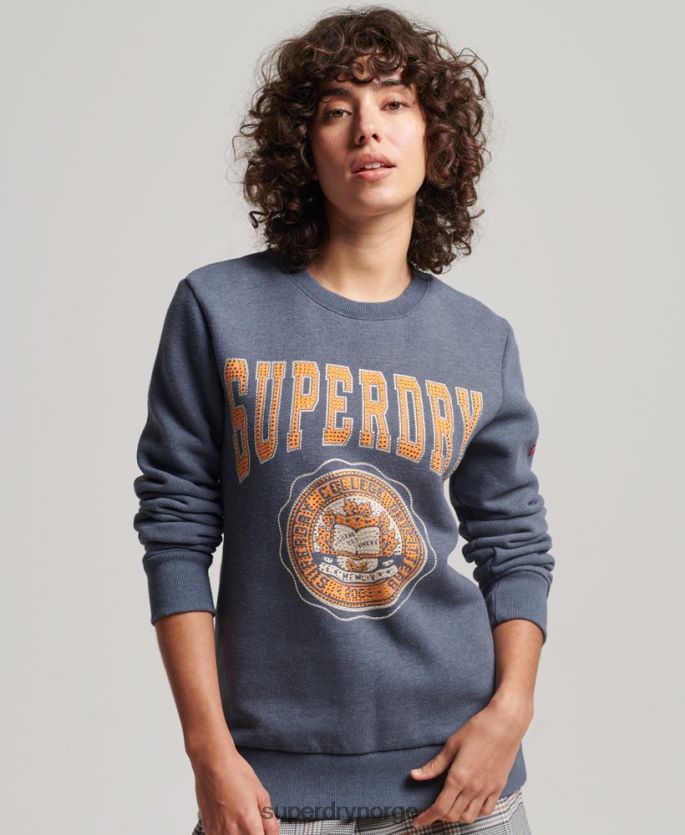 Superdry blå klær 86P46D2227 vintage franchise-genser kvinner