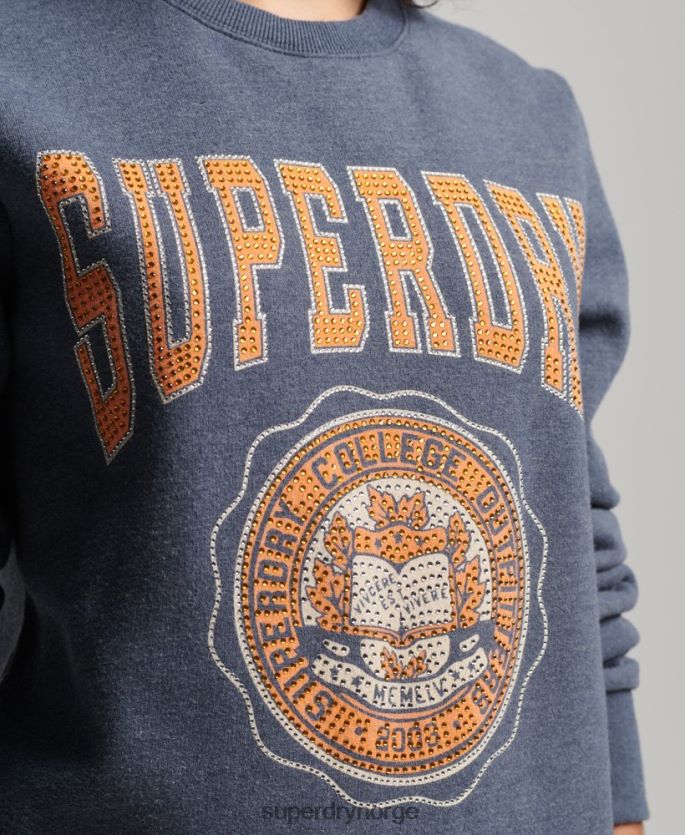 Superdry blå klær 86P46D2227 vintage franchise-genser kvinner