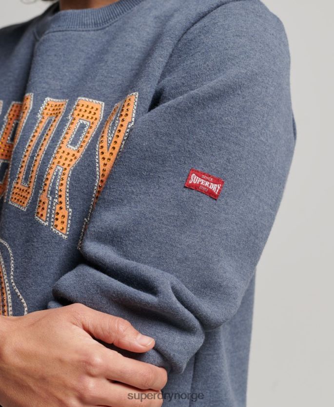 Superdry blå klær 86P46D2227 vintage franchise-genser kvinner