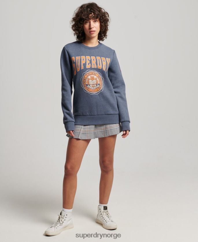Superdry blå klær 86P46D2227 vintage franchise-genser kvinner