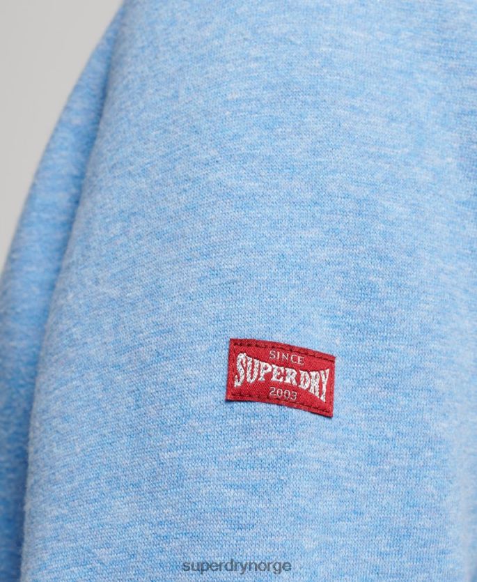 Superdry blå klær 86P46D2289 vintage scripted collegiate hettegenser med glidelås kvinner