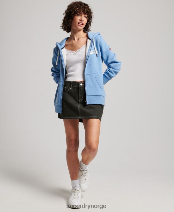 Superdry blå klær 86P46D2289 vintage scripted collegiate hettegenser med glidelås kvinner