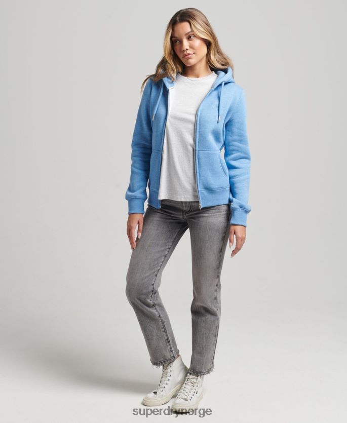 Superdry blå klær 86P46D3301 hettegenser med logo og glidelås i økologisk bomull kvinner