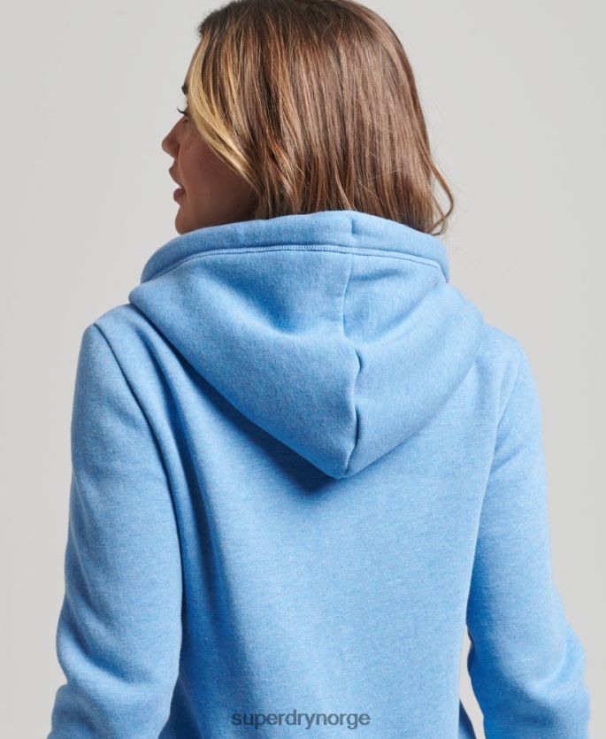 Superdry blå klær 86P46D3301 hettegenser med logo og glidelås i økologisk bomull kvinner
