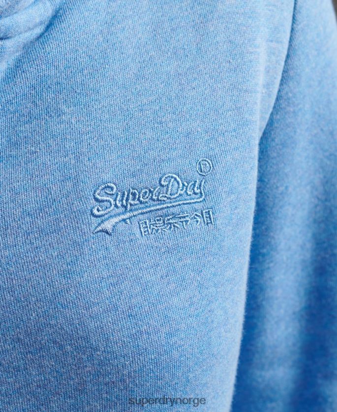 Superdry blå klær 86P46D3301 hettegenser med logo og glidelås i økologisk bomull kvinner