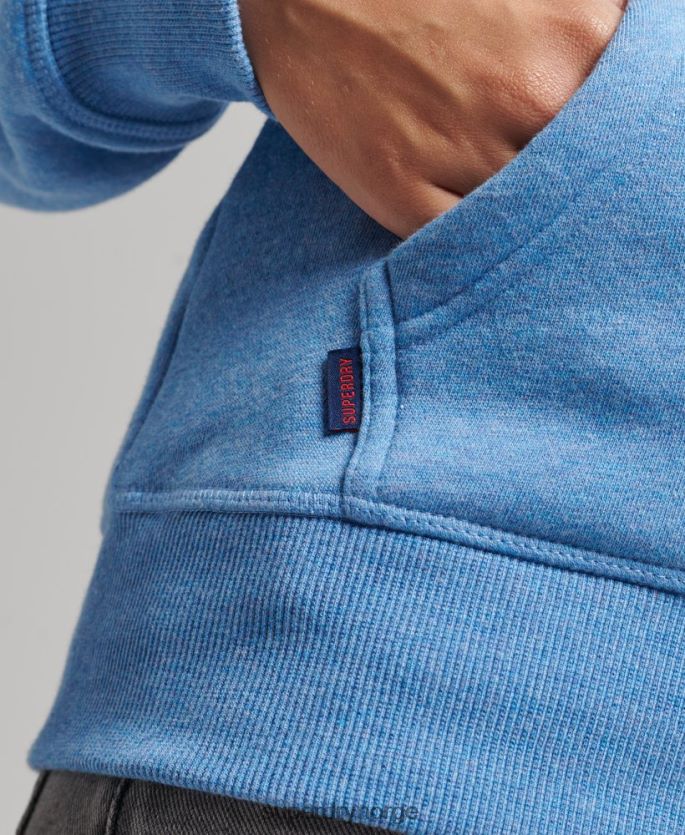 Superdry blå klær 86P46D3301 hettegenser med logo og glidelås i økologisk bomull kvinner